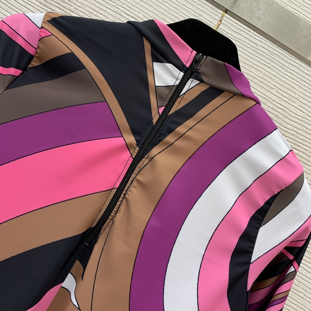 Pucci Abstract Swirl Print Long Sleeve Bodycon Jumpsuit