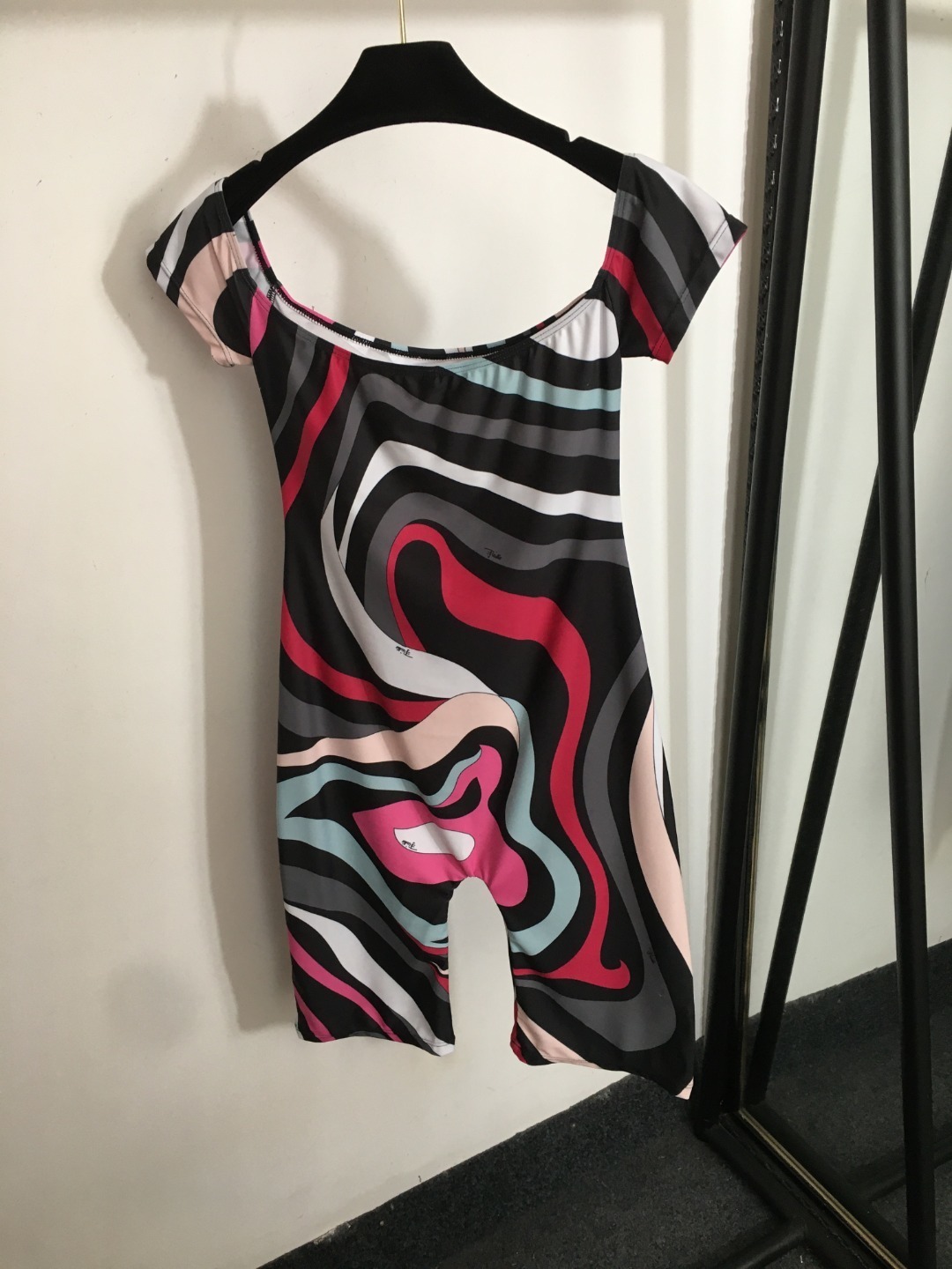 Pucci Abstract Print Off-Shoulder Romper – Y2K Geometric Playsuit