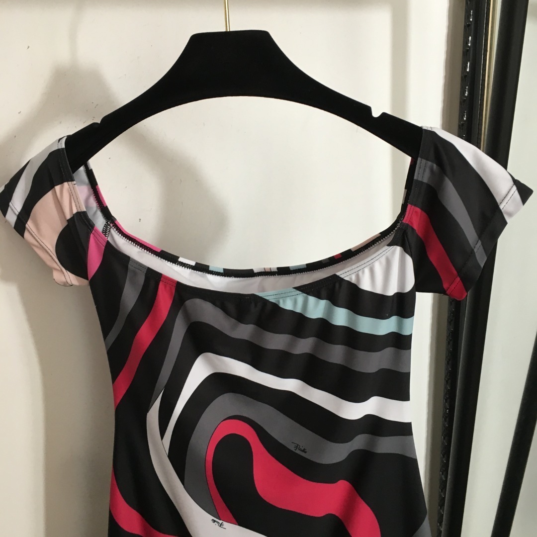 Pucci Abstract Print Off-Shoulder Romper – Y2K Geometric Playsuit