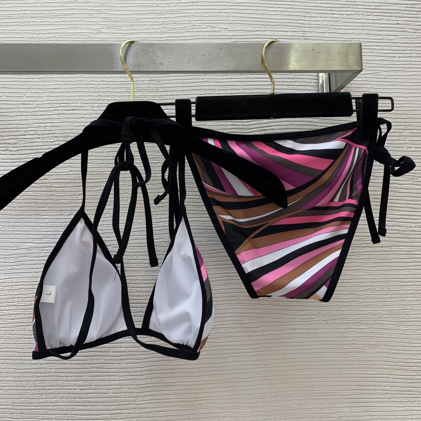 Emilio Pucci Abstract Swirl Print Triangle Bikini Set – Pink & Blue