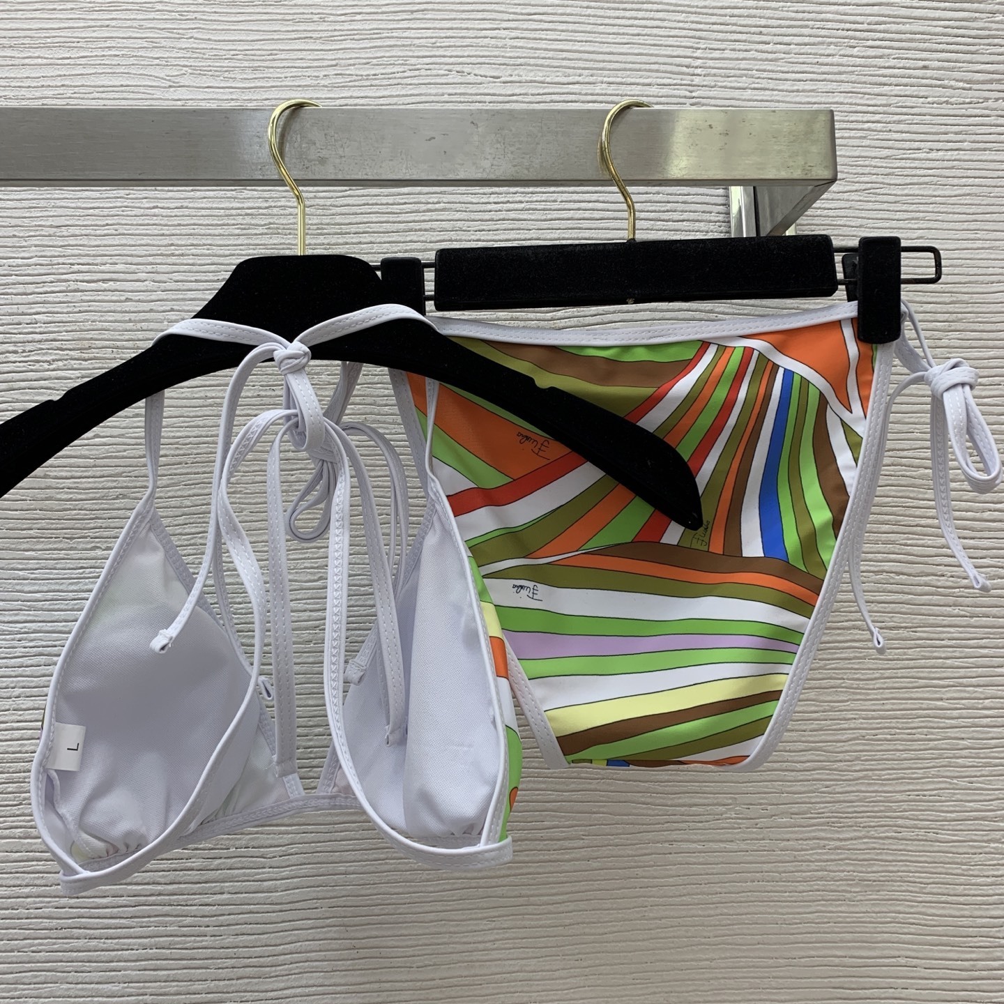 Emilio Pucci Abstract Swirl Print Triangle Bikini Set – Pink & Blue