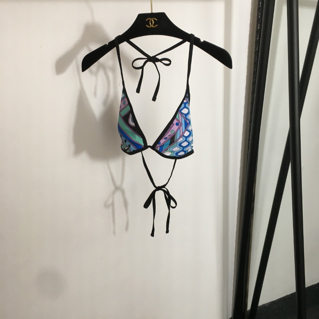 Emilio Pucci 3-Piece Geometric Bikini & Sarong Wrap Set