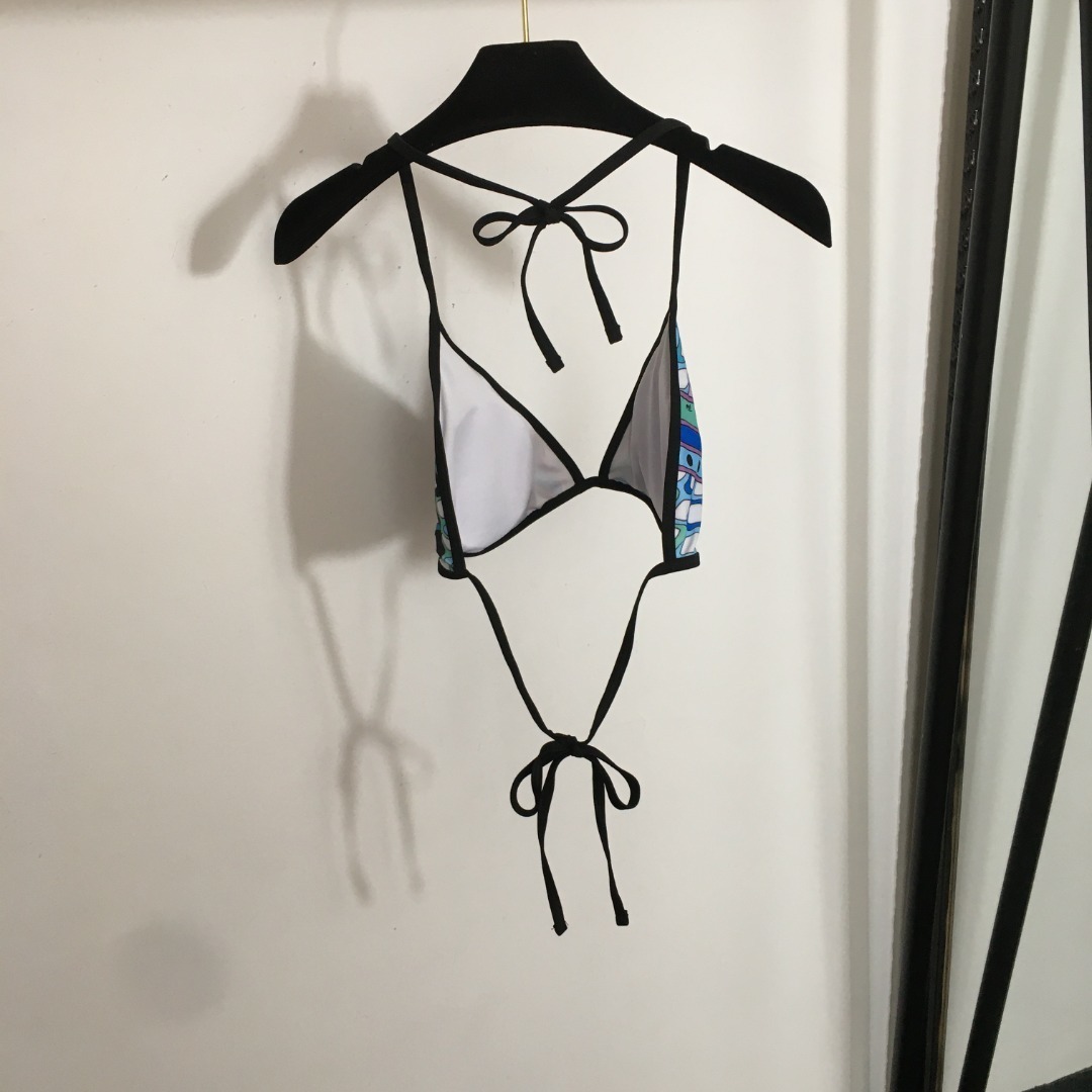 Emilio Pucci 3-Piece Geometric Bikini & Sarong Wrap Set