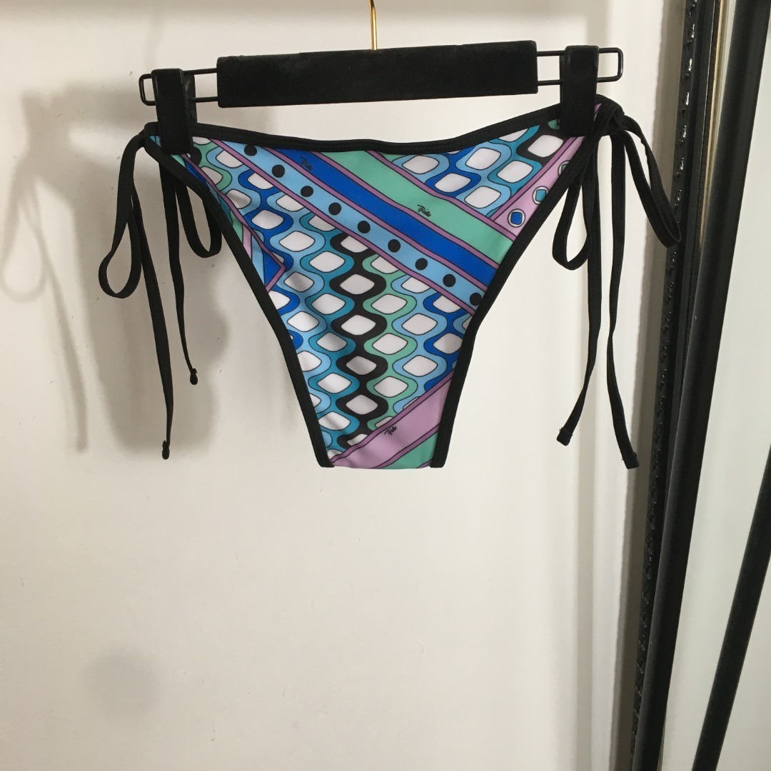 Emilio Pucci 3-Piece Geometric Bikini & Sarong Wrap Set