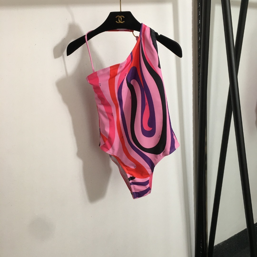 one Chanel Pink Swirl Swimsuit – Chanel Pink Swirl One-Shoulder