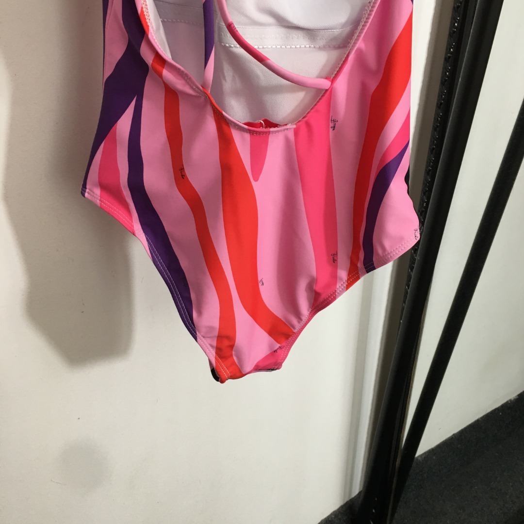 Retro Pink Swirl One-Shoulder Swimsuit – Sexy High Cut Monokini