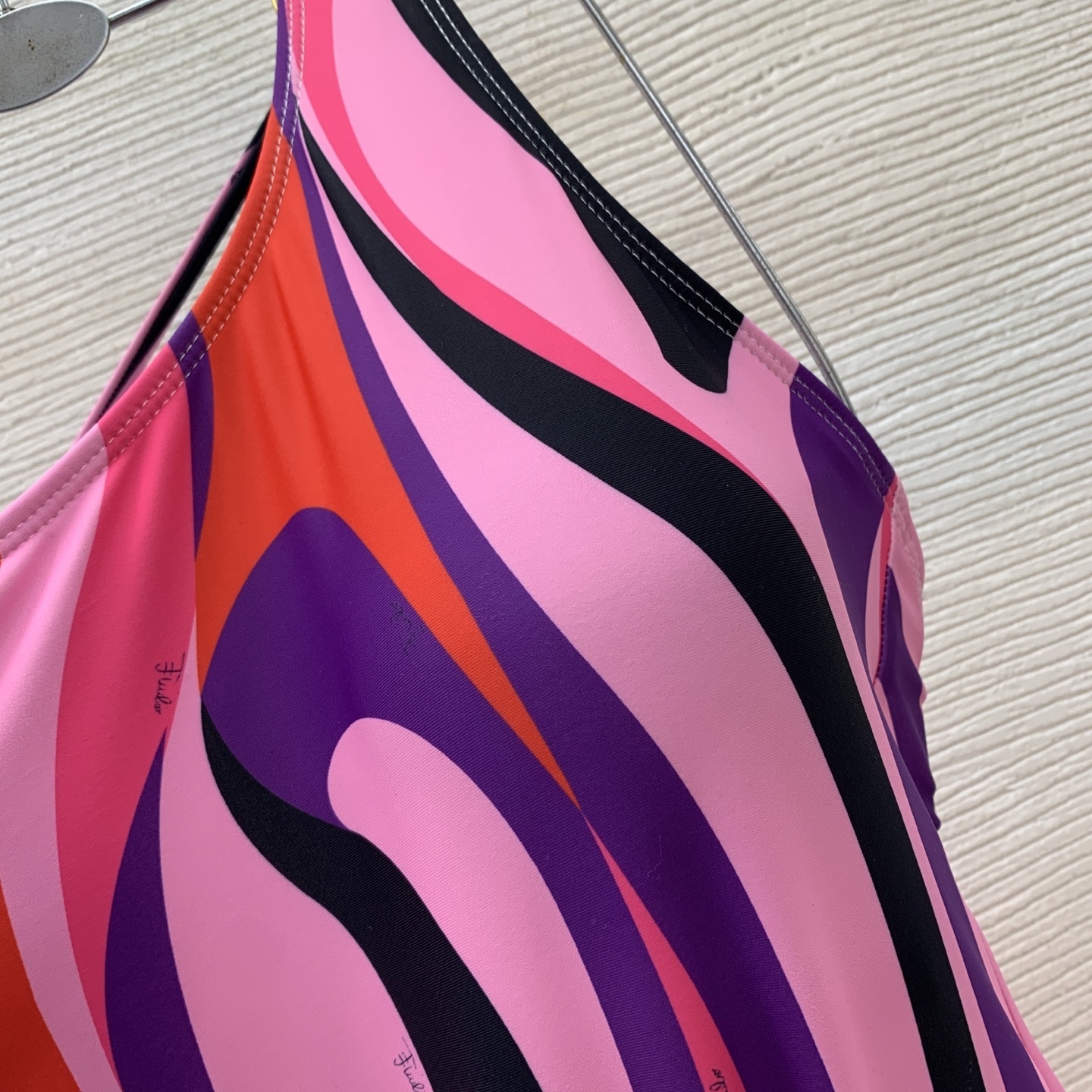 Retro Pink Swirl One-Shoulder Swimsuit – Sexy High Cut One Piece