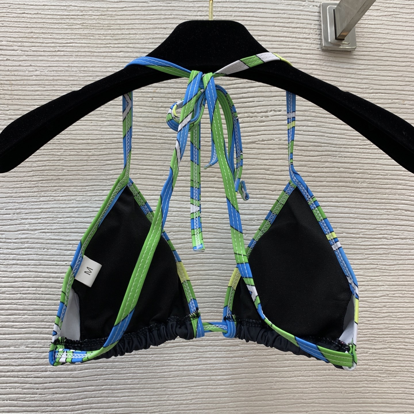 Pucci Black Triangle Bikini Set with Blue & Green Geometric Trim