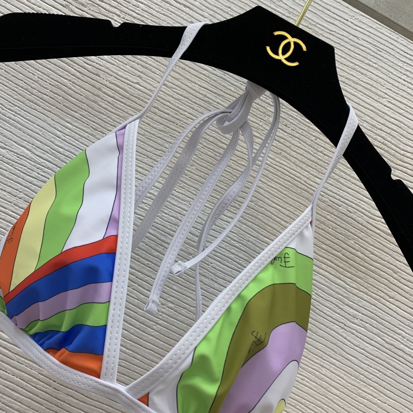 Vibrant Abstract Print Triangle Bikini Set – Summer Beachwear