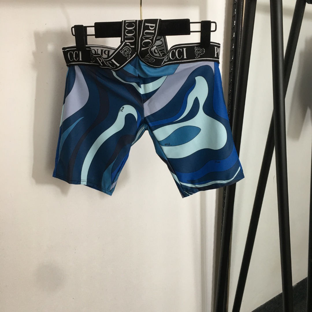 Pucci Print Blue Swirl 2-Piece Activewear Set: Top & Shorts