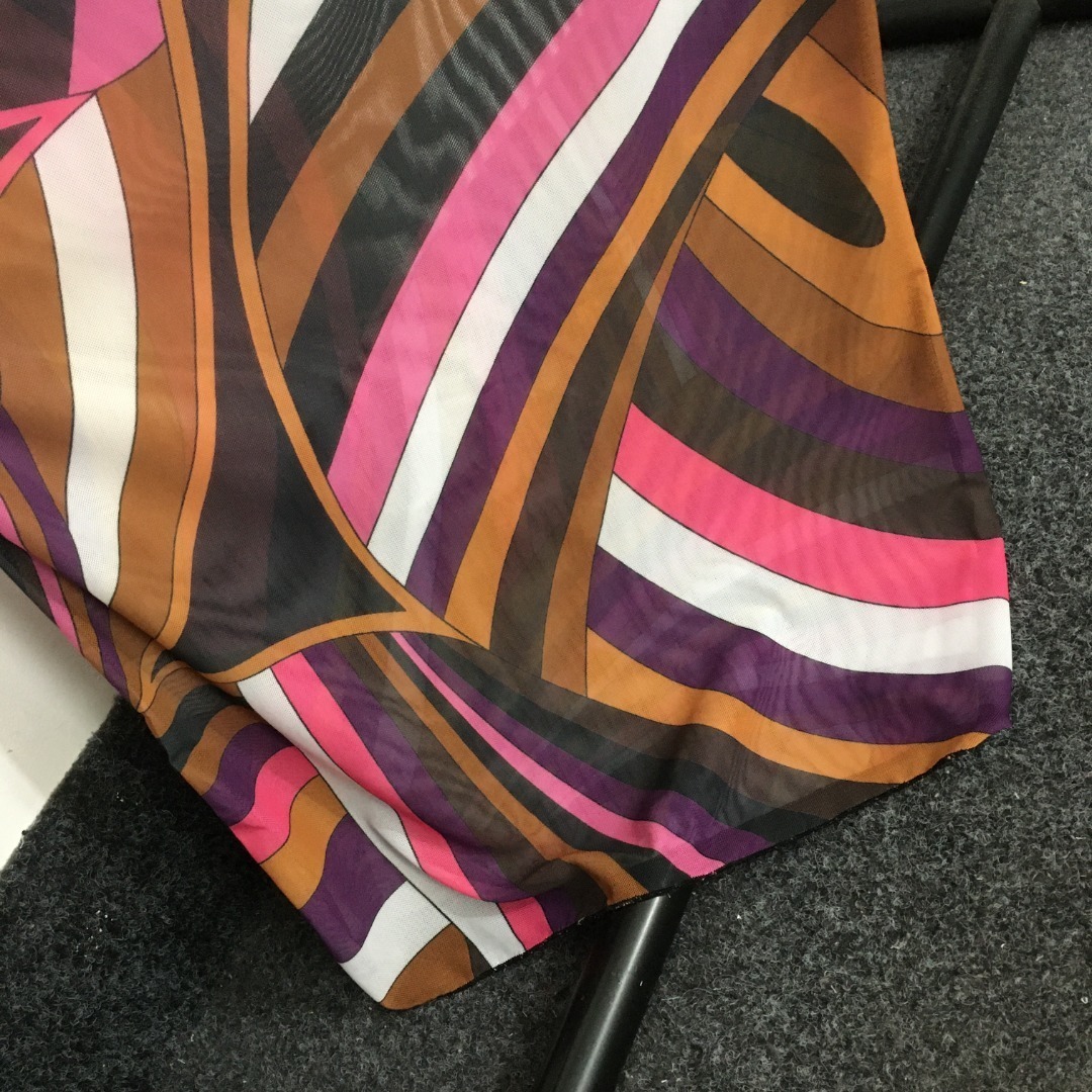 Emilio Pucci Geometric Print Mesh Long Sleeve Maxi Dress