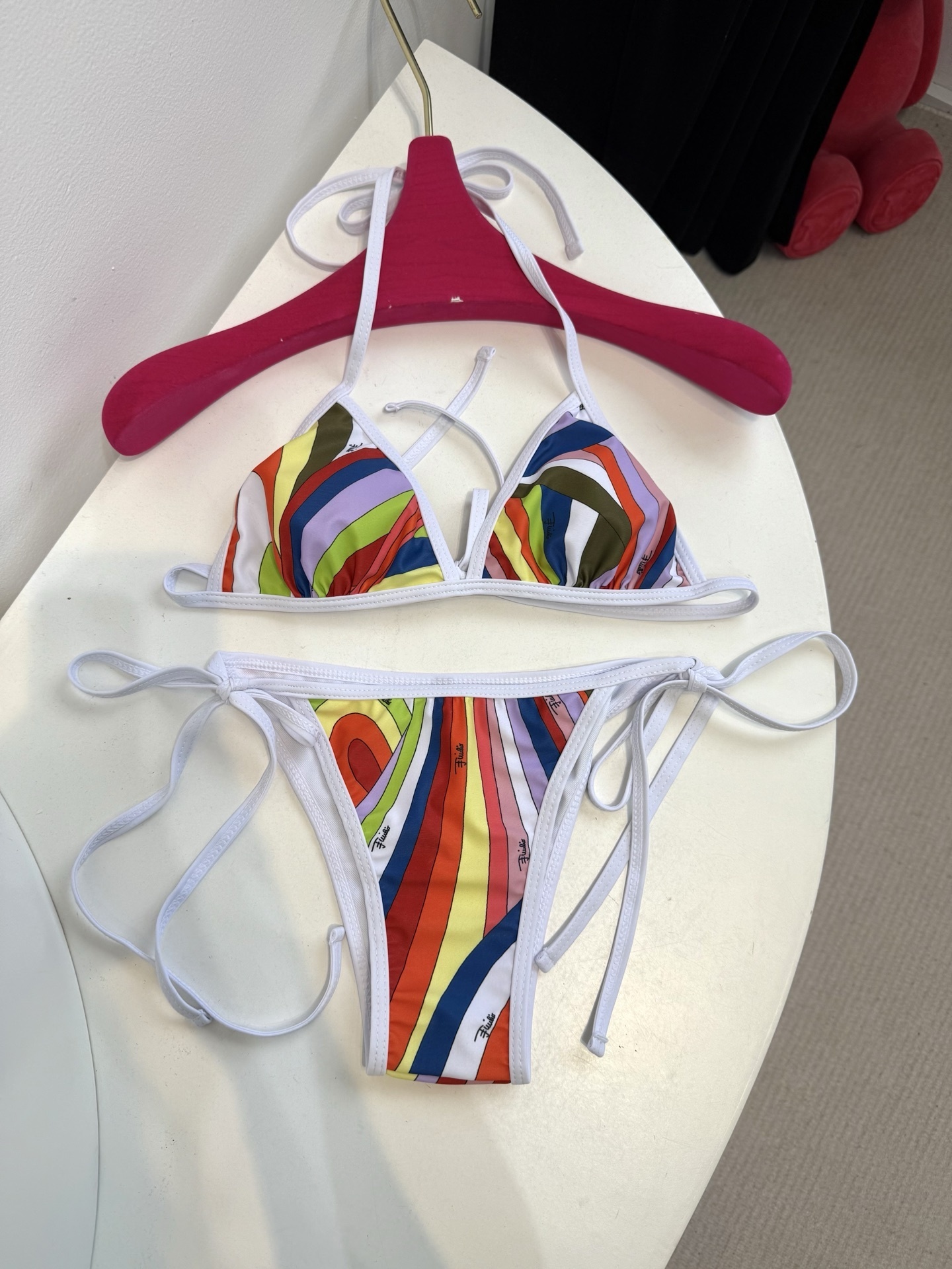 Pucci Multicolor Geometric Print Bikini Set with Matching Scarf