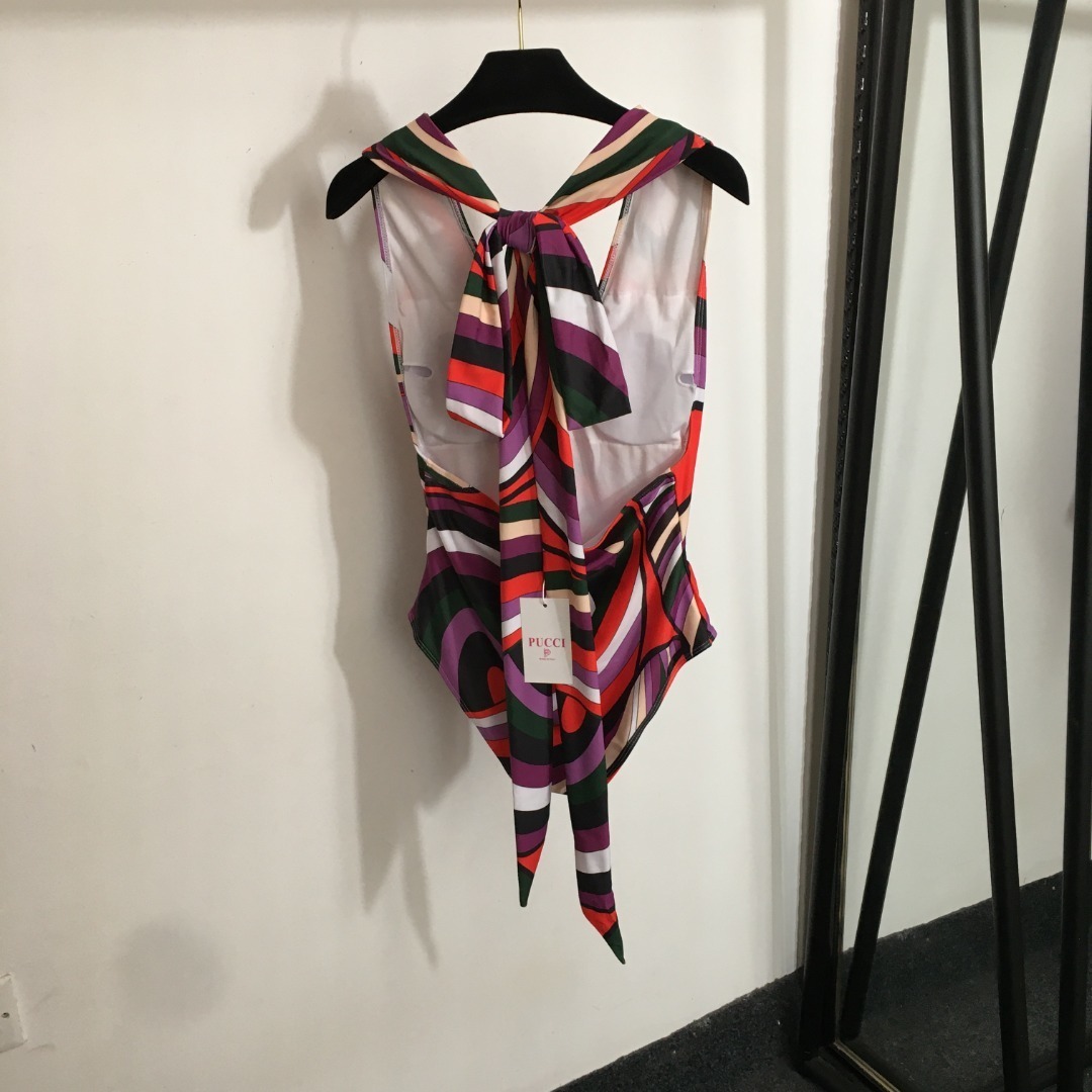 Vintage Emilio Pucci Print One-Piece Swimsuit & Skirt Set