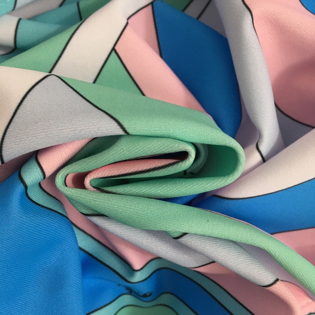 Pastel Geometric Print One-Piece Swimsuit & Matching Sarong Set