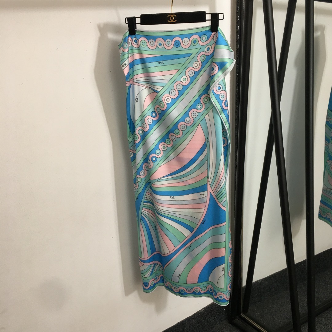 Luxury Retro Swirl Print Bandeau Swim Set and Maxi Cover Up