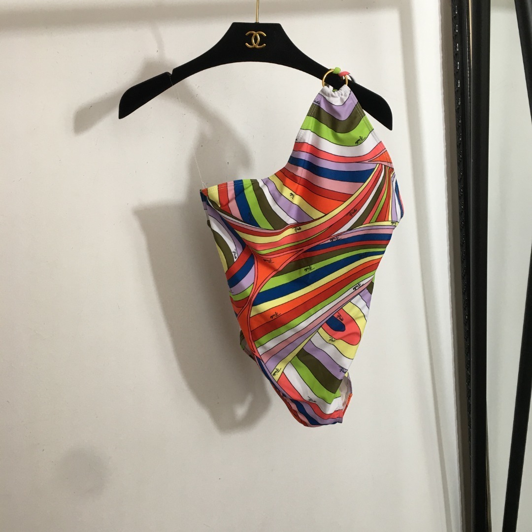 Retro Swirl Print 2-Piece Set – One-Shoulder Top & Midi Skirt