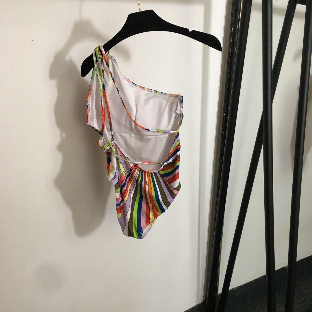 Retro Swirl Print 2-Piece Set – One-Shoulder Top & Midi Skirt