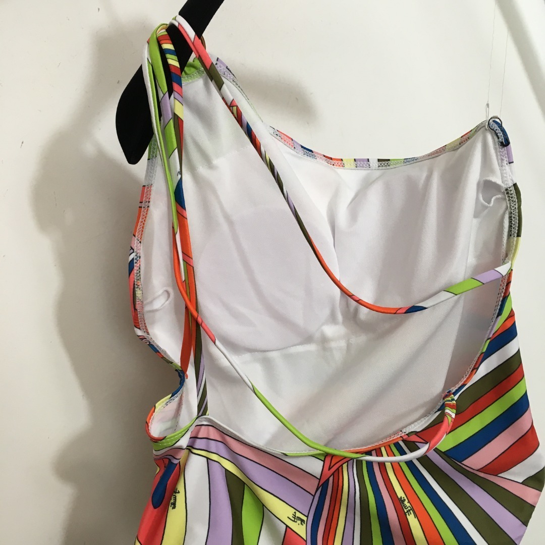 Retro Swirl Print 2-Piece Set – One-Shoulder Top & Midi Skirt