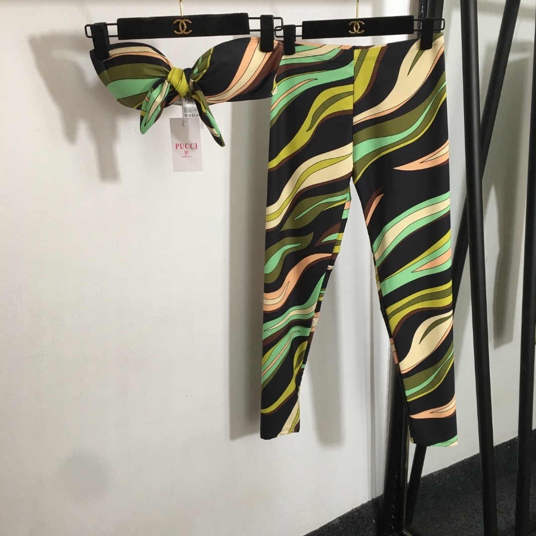 Emilio Pucci Wave Print Set – Bikini Top & Leggings