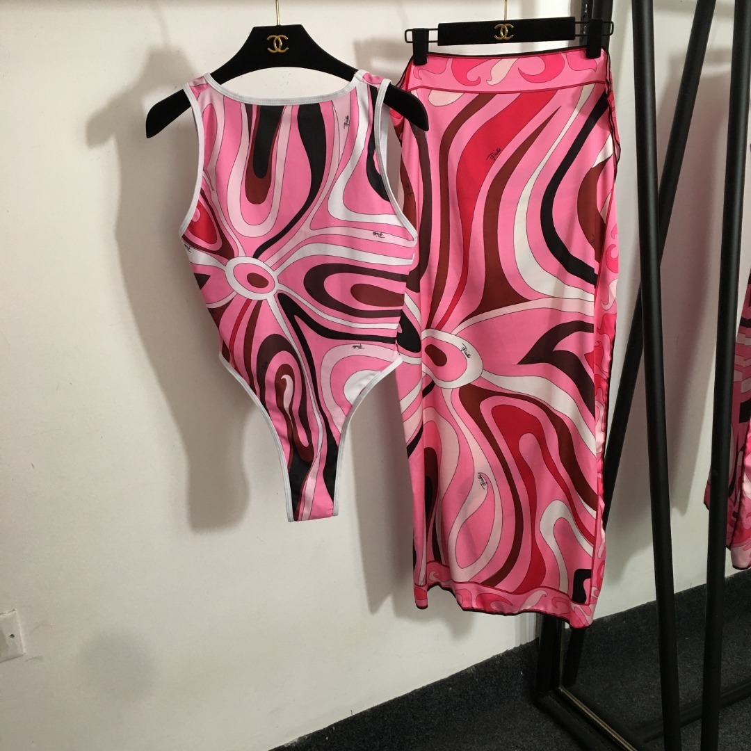 Emilio Pucci Pink Swirl Set – Bodysuit & Skirt