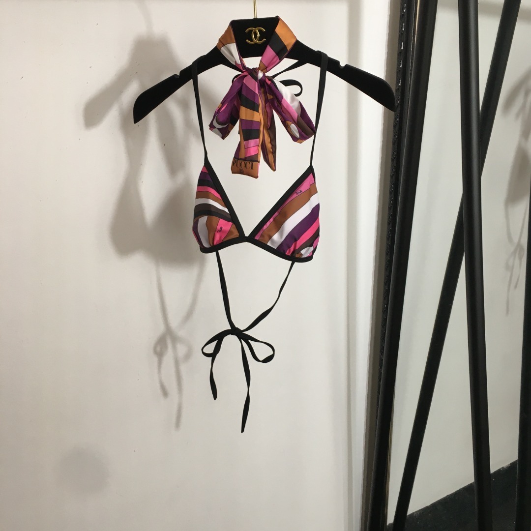 Emilio Pucci Geometric Print Triangle Bikini Set Pink & Purple