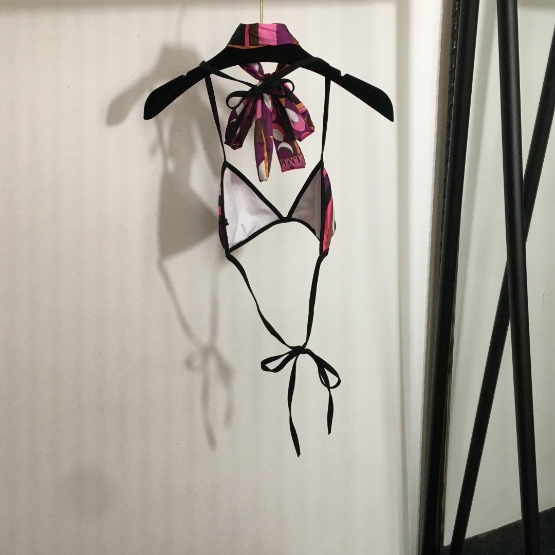 Emilio Pucci Geometric Print Triangle Bikini Set Pink & Purple