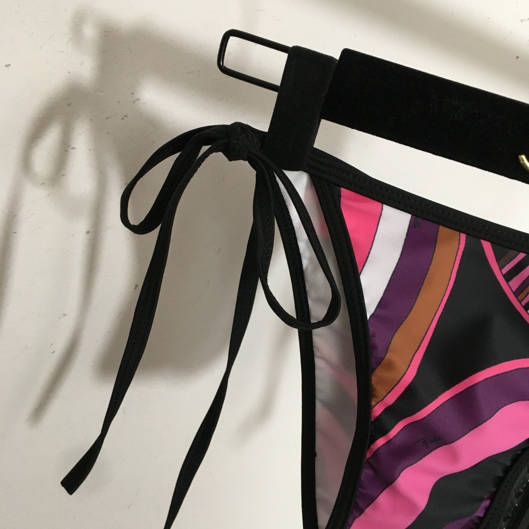 Emilio Pucci Geometric Print Triangle Bikini Set Pink & Purple