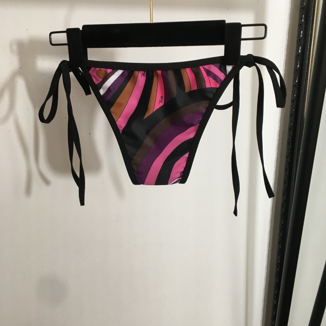 Emilio Pucci Geometric Print Triangle Bikini Set Pink & Purple