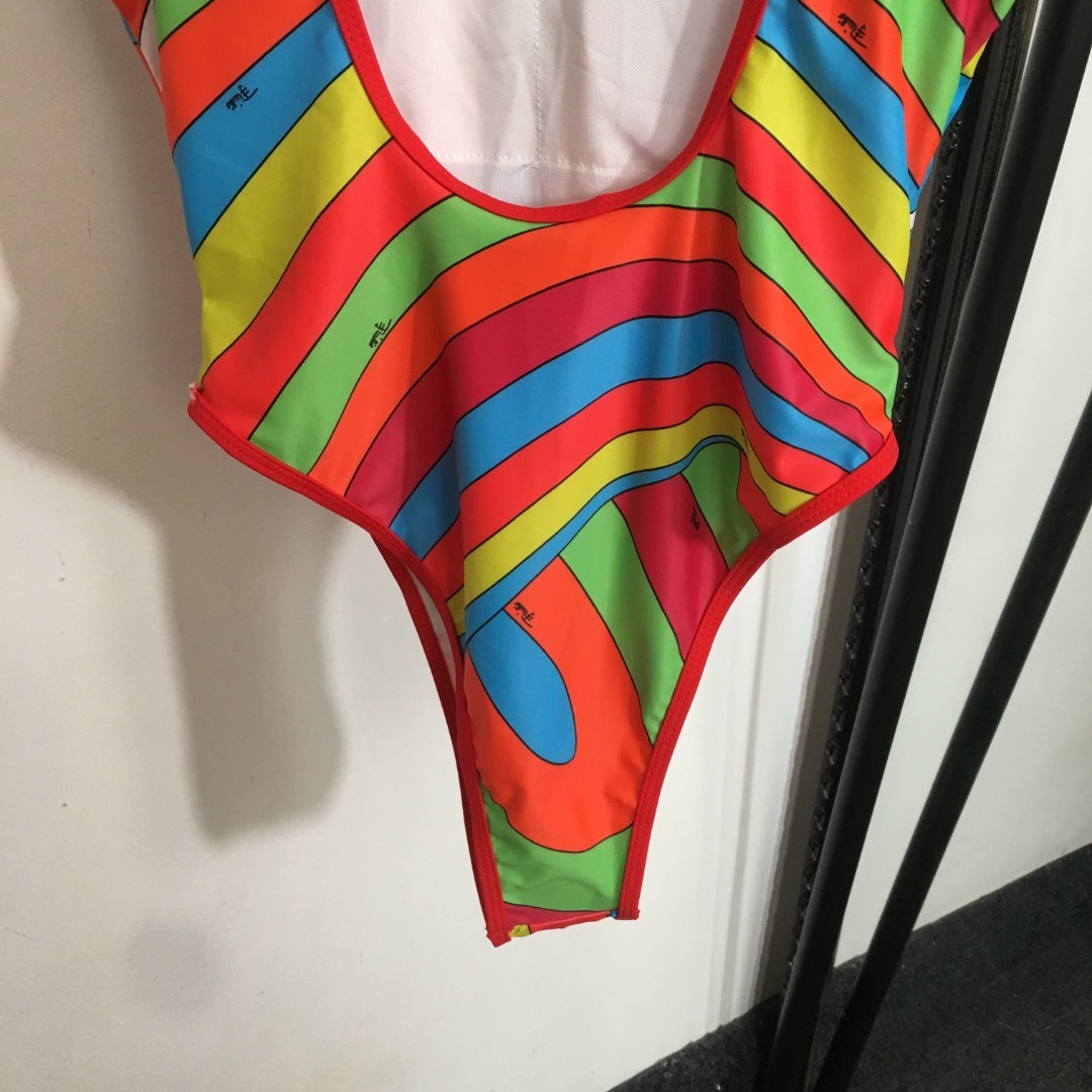 Vintage Emilio Pucci Multicolor Swirl Print Bodysuit Scarf Tie