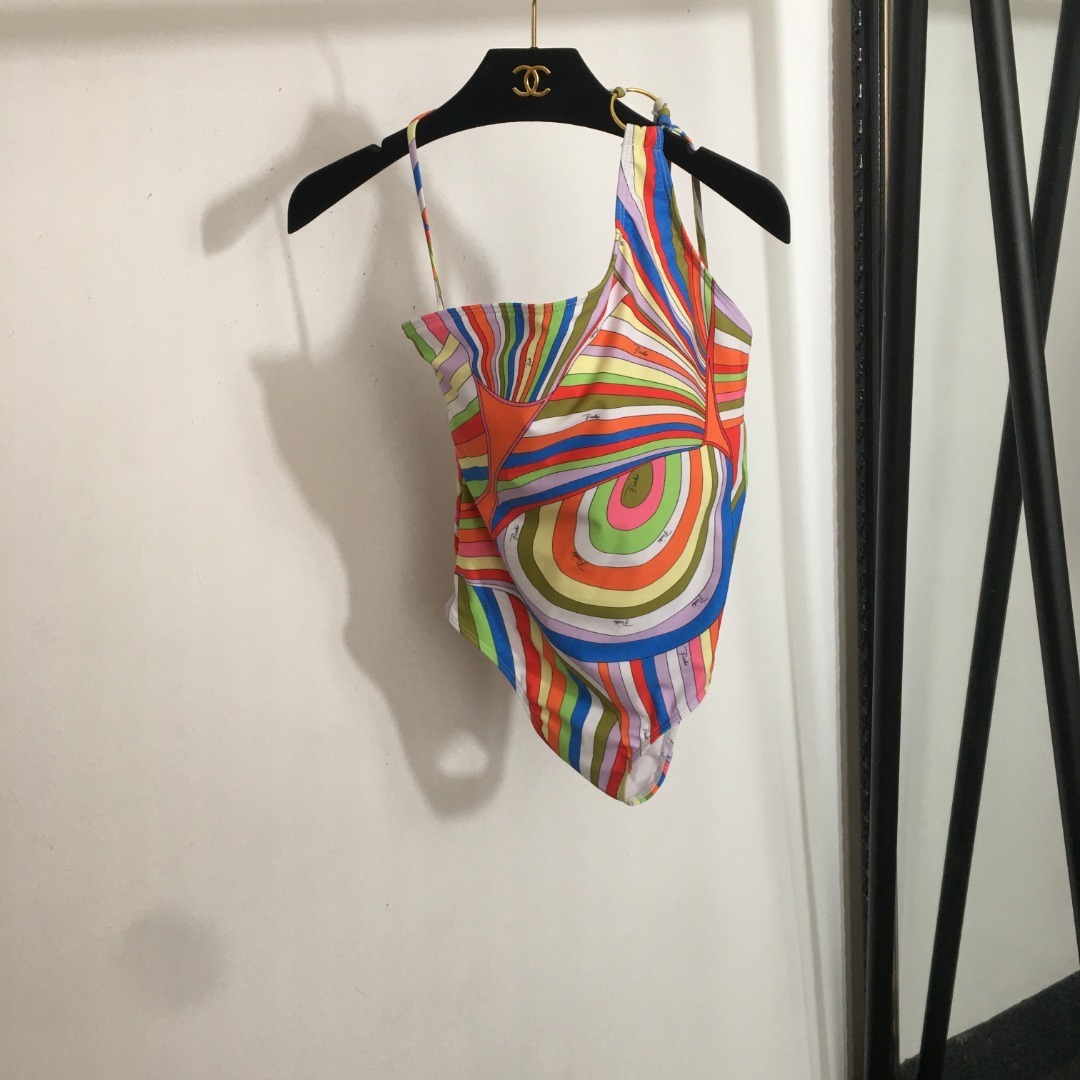 Emilio Pucci Asymmetric Printed Swimsuit – Colorful One-Piece