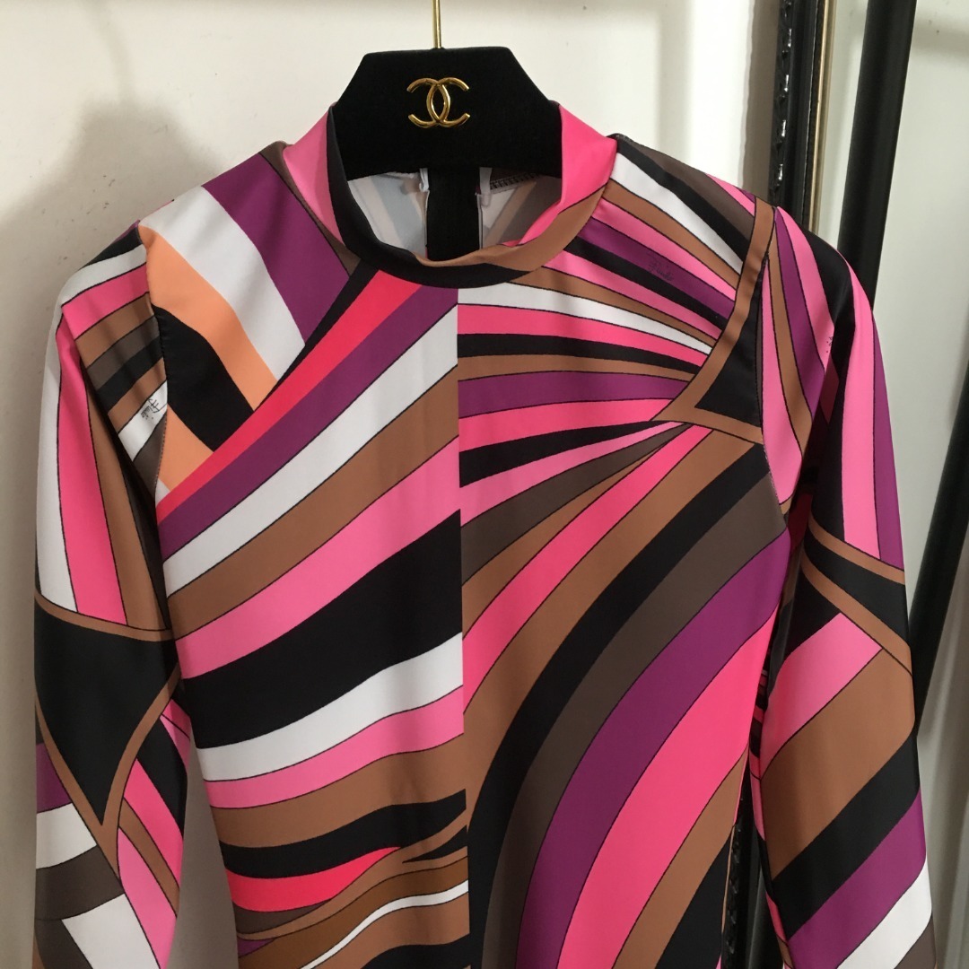 Emilio Pucci Abstract Swirl Print Long Sleeve Jumpsuit