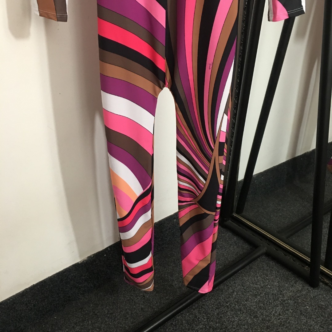 Emilio Pucci Abstract Swirl Print Long Sleeve Jumpsuit