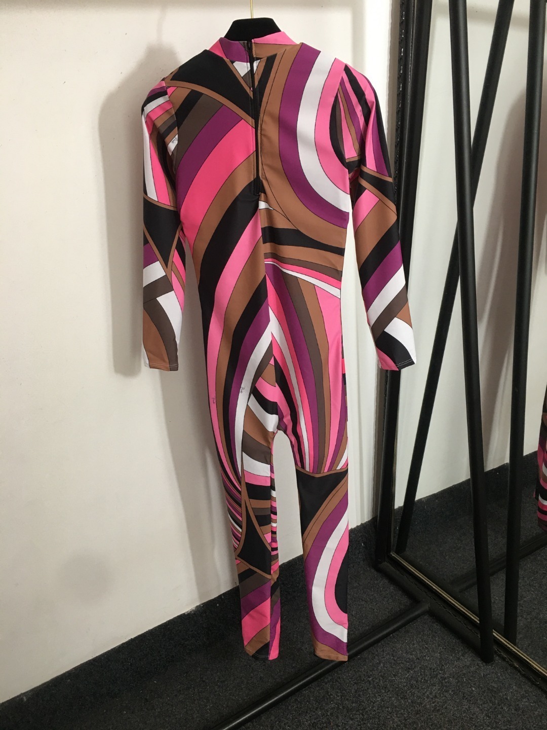 Emilio Pucci Abstract Swirl Print Long Sleeve Jumpsuit