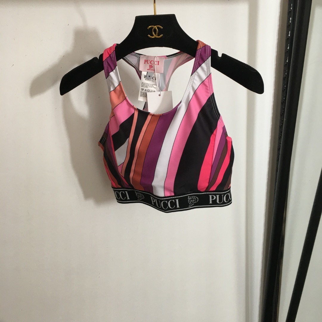 Pucci Abstract Print Activewear Set – Pink Sports Bra & Leggings