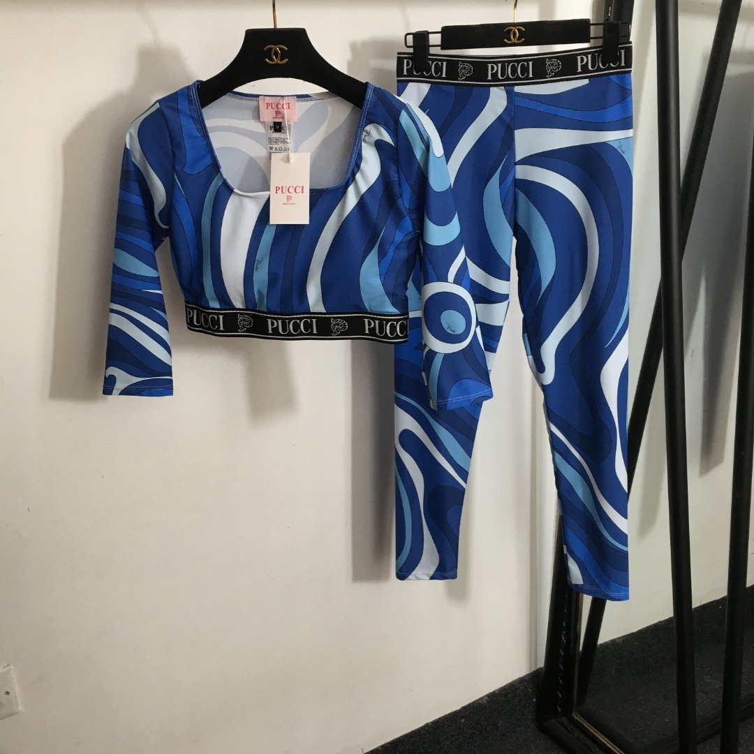 Pucci Blue Activewear Set – Pucci Blue Swirl Print Activewear Set