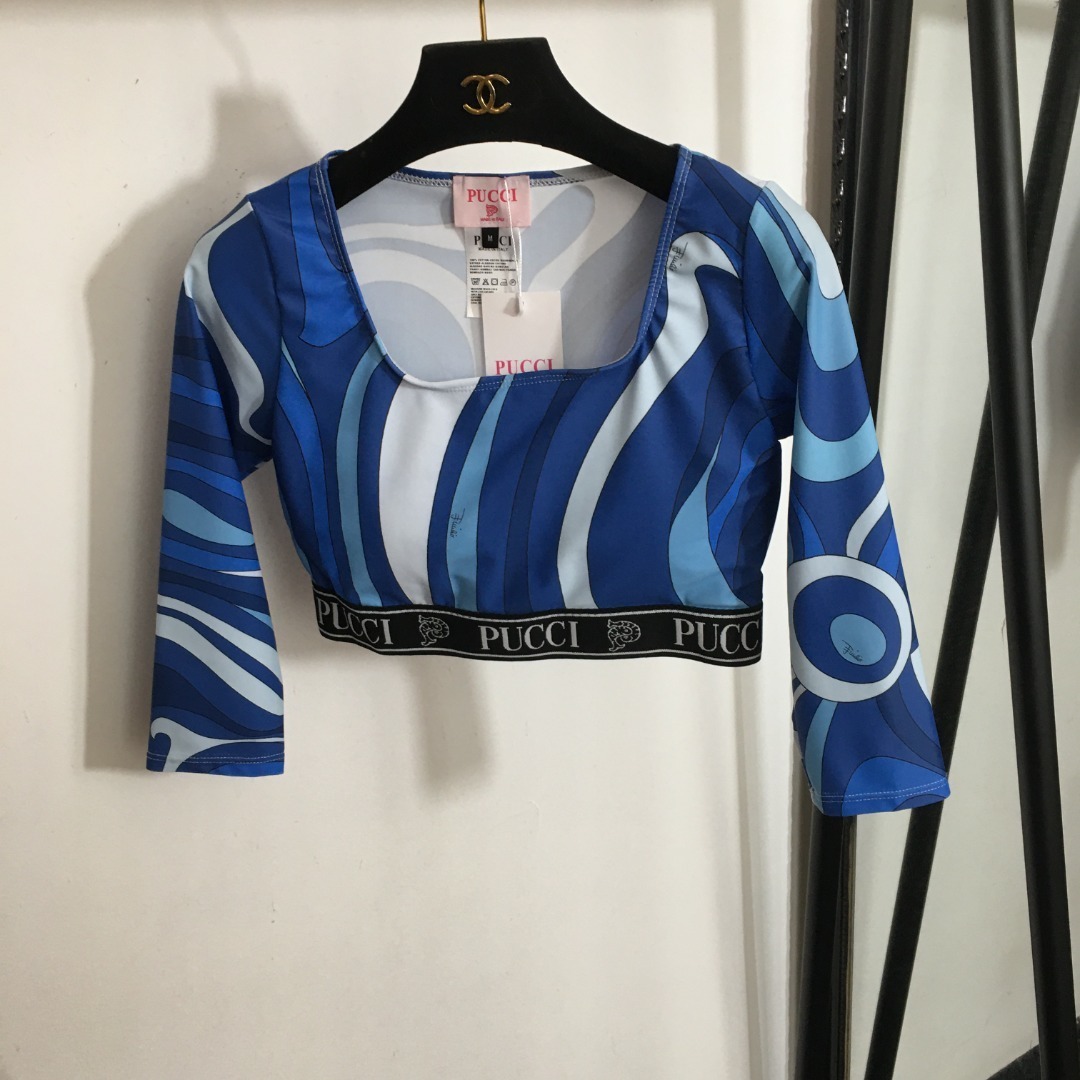 Psychedelic Blue Swirl Print Crop Top & Leggings Two-Piece Set