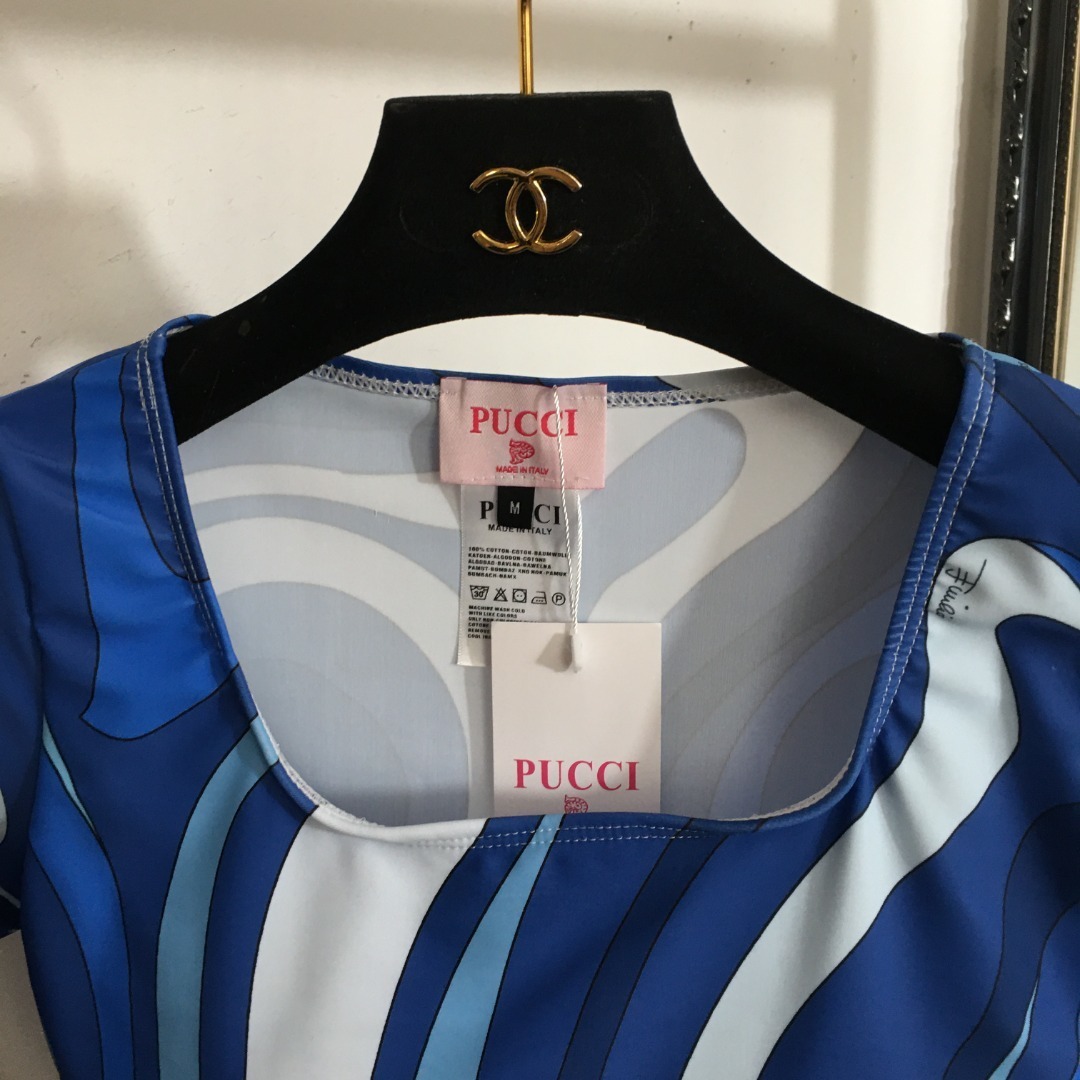 Psychedelic Blue Swirl Print Crop Top & Leggings Two-Piece Set