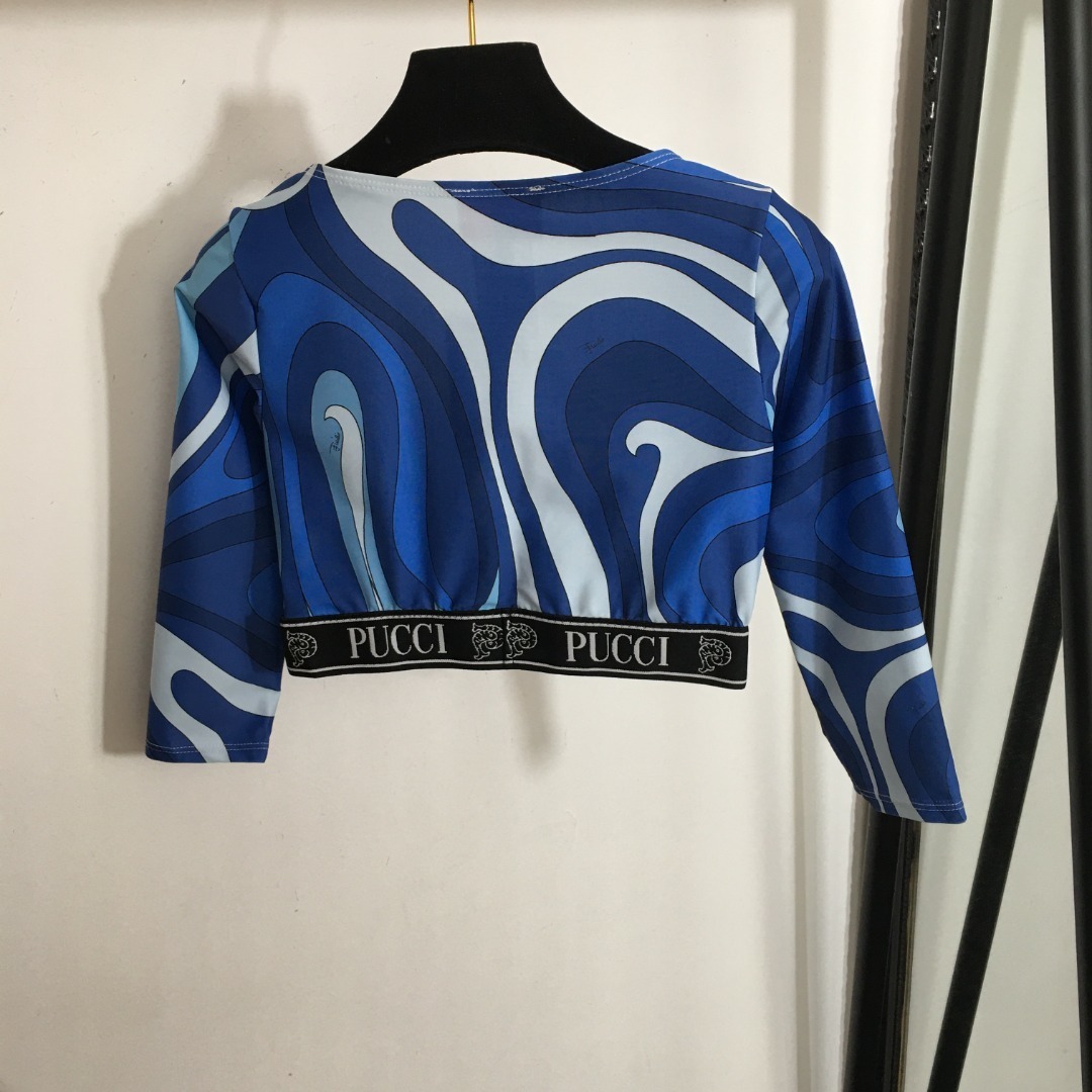 Psychedelic Blue Swirl Print Crop Top & Leggings Two-Piece Set