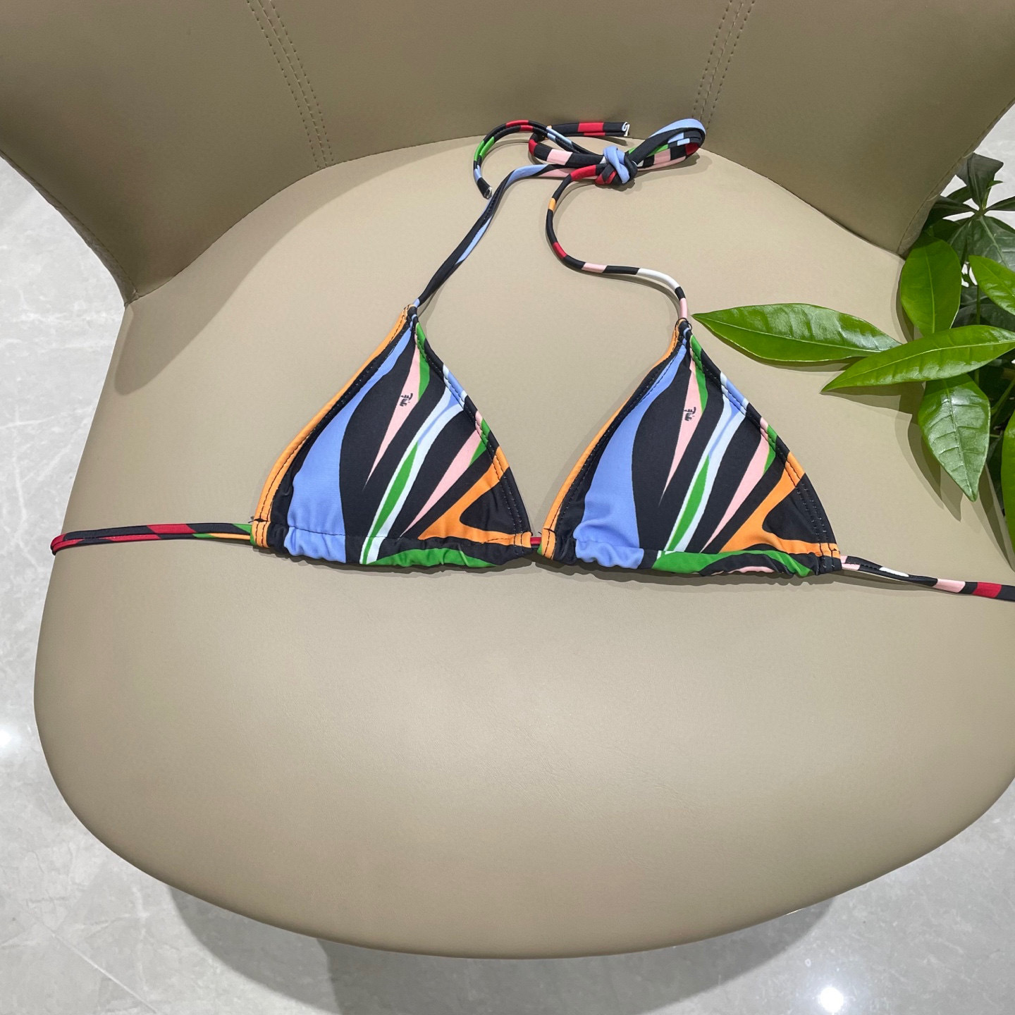 Fendi Multicolor Wavy Print Triangle Bikini Set – Designer Swimwear