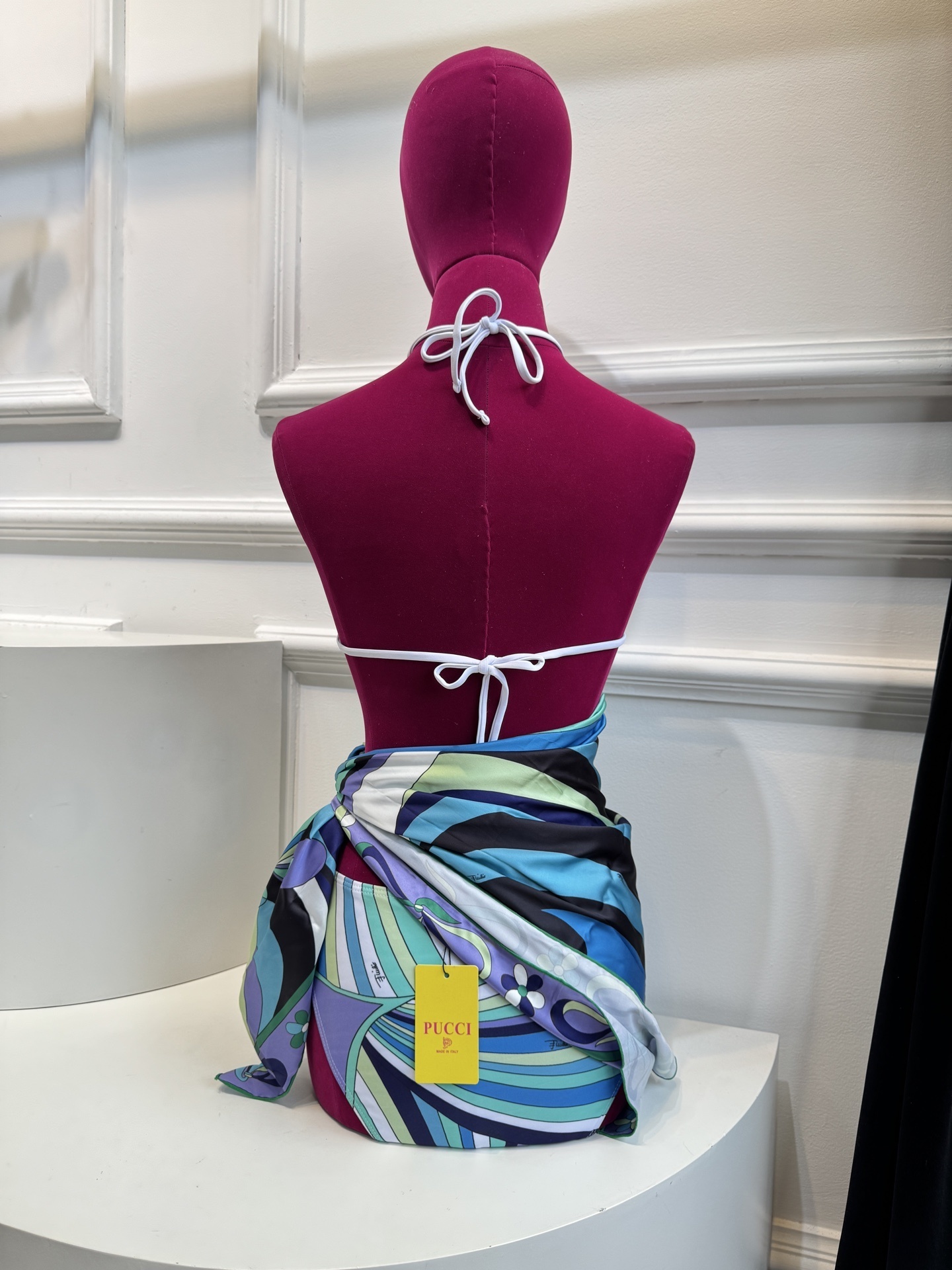 Vibrant Abstract Print Silk Scarf & Swimwear Set