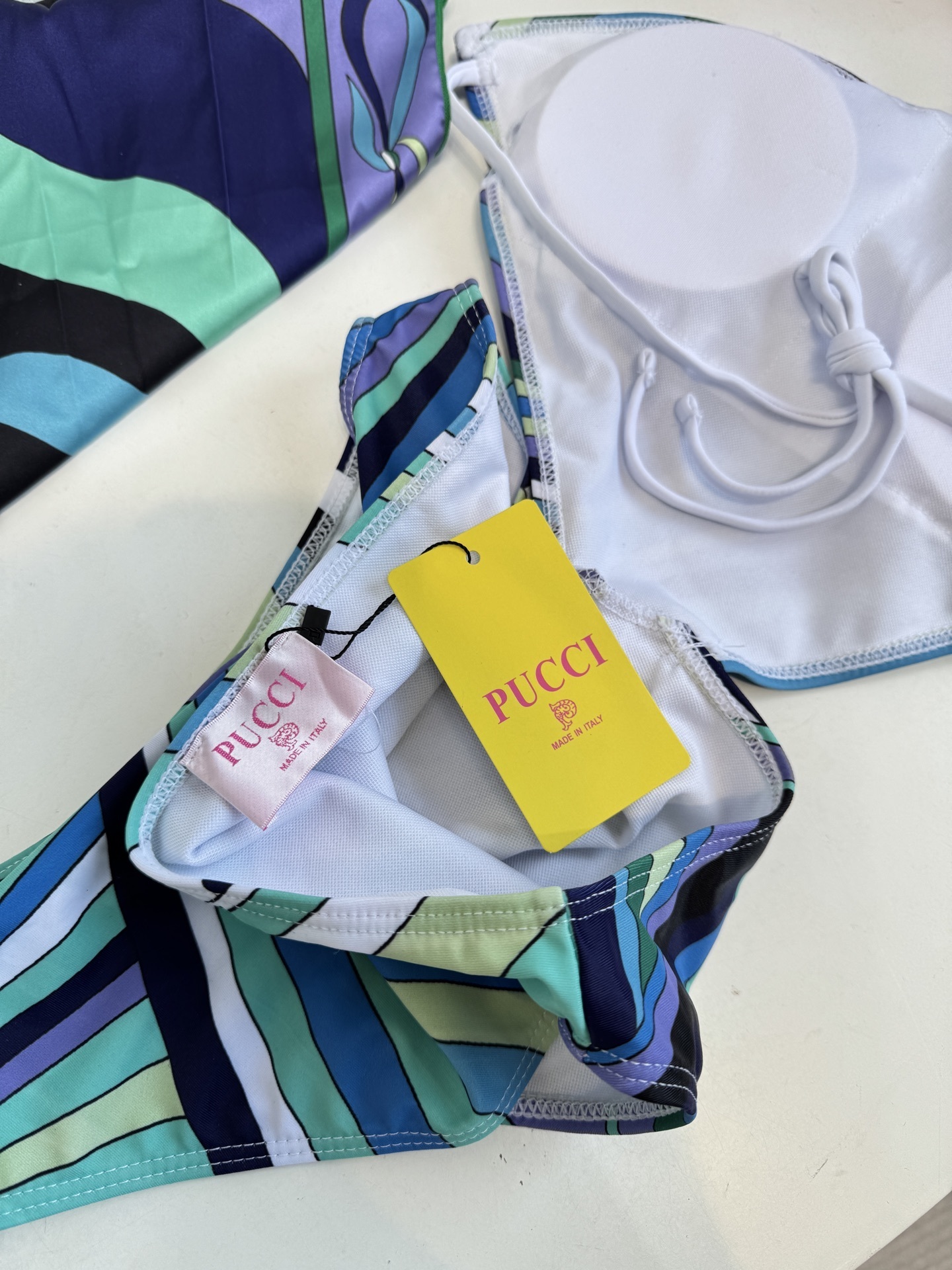 Luxury Chain Halter Bikini & Sarong Set | Retro Swirl Print Beachwear