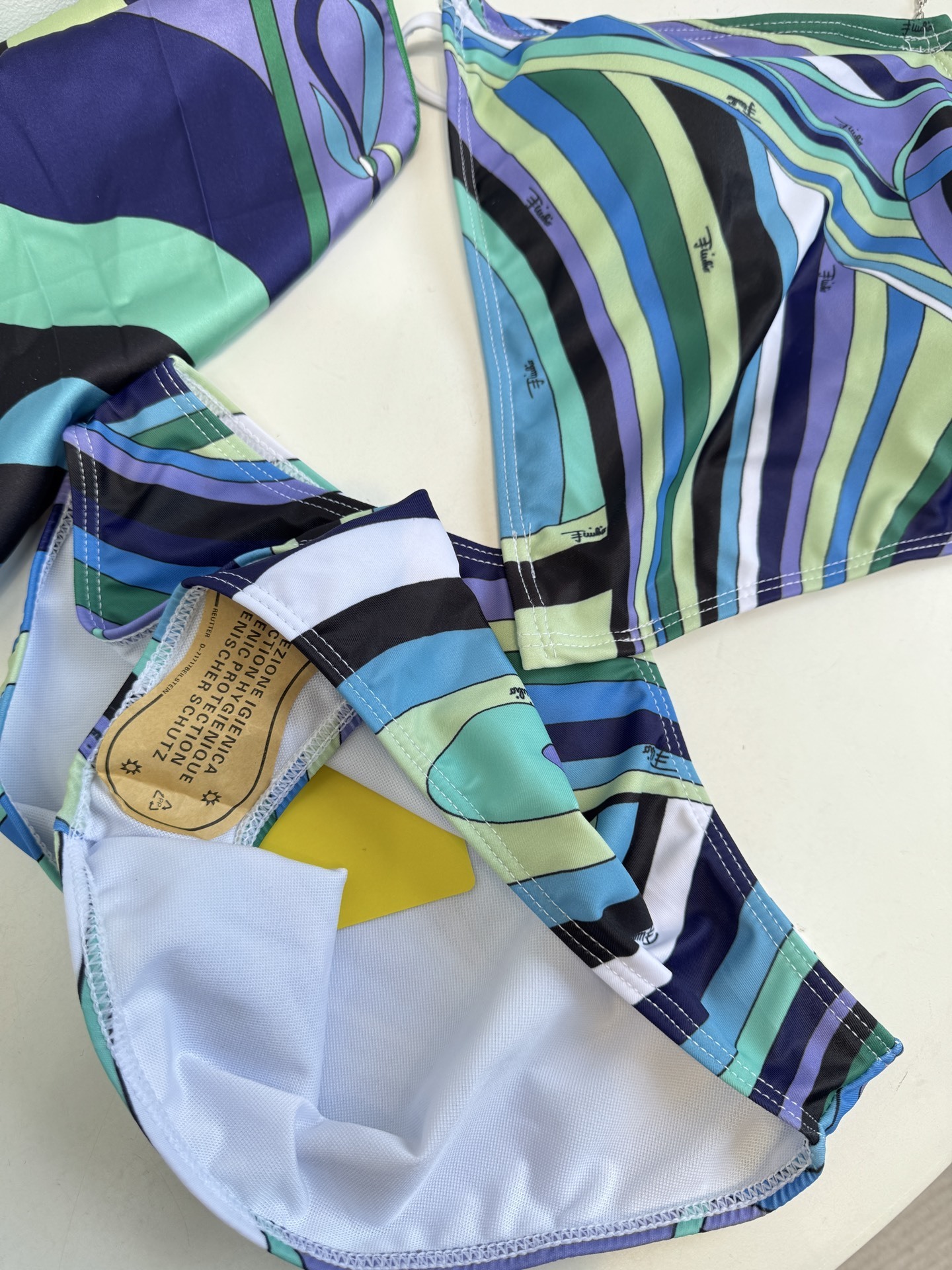 Retro Swirl Cut-Out Monokini with Chain Halter & Scarf Set