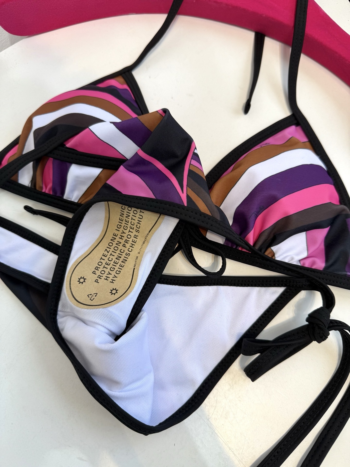 Pucci Geometric Print Triangle Bikini & Scarf Set – Purple Abstract