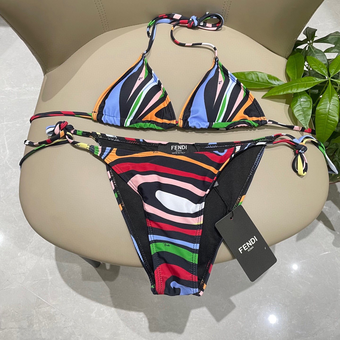Fendi Multicolor Swirl Print Triangle Bikini Set – Luxury Swimwear