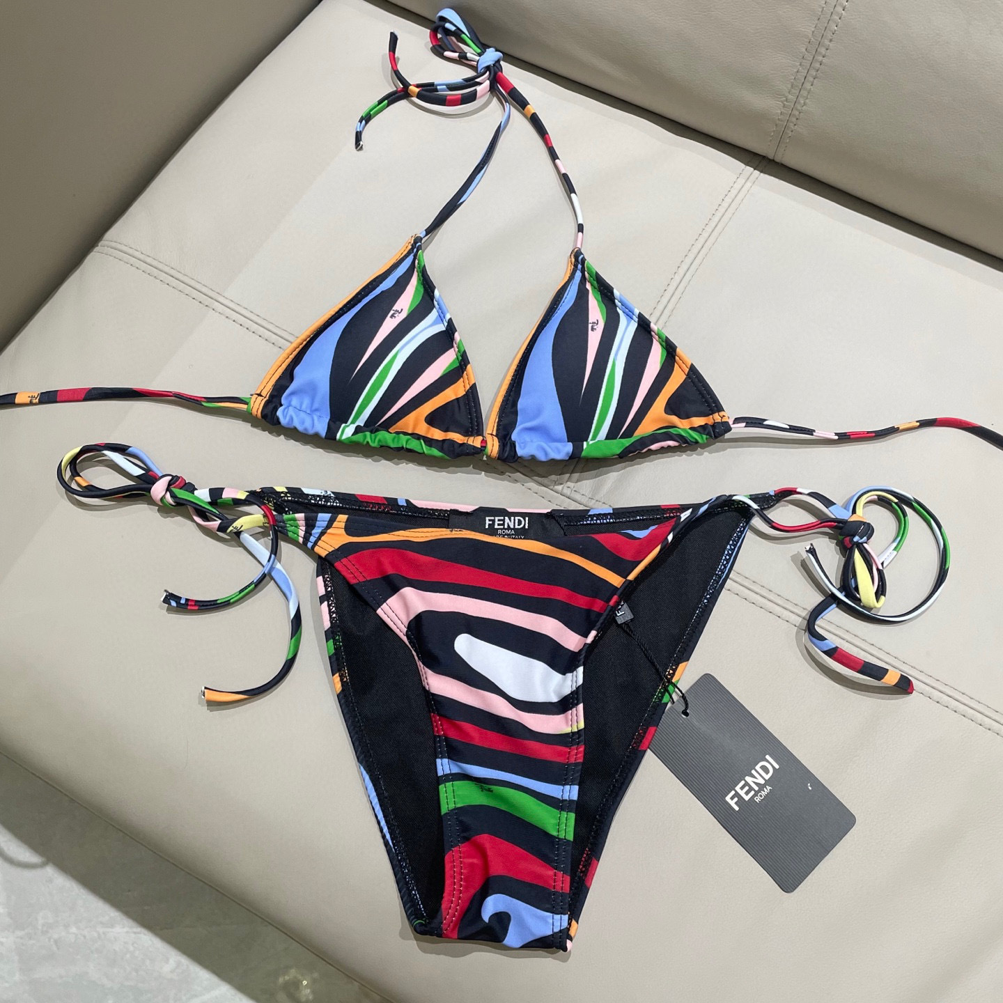 Fendi Multicolor Swirl Print Triangle Bikini Set – Luxury Swimwear