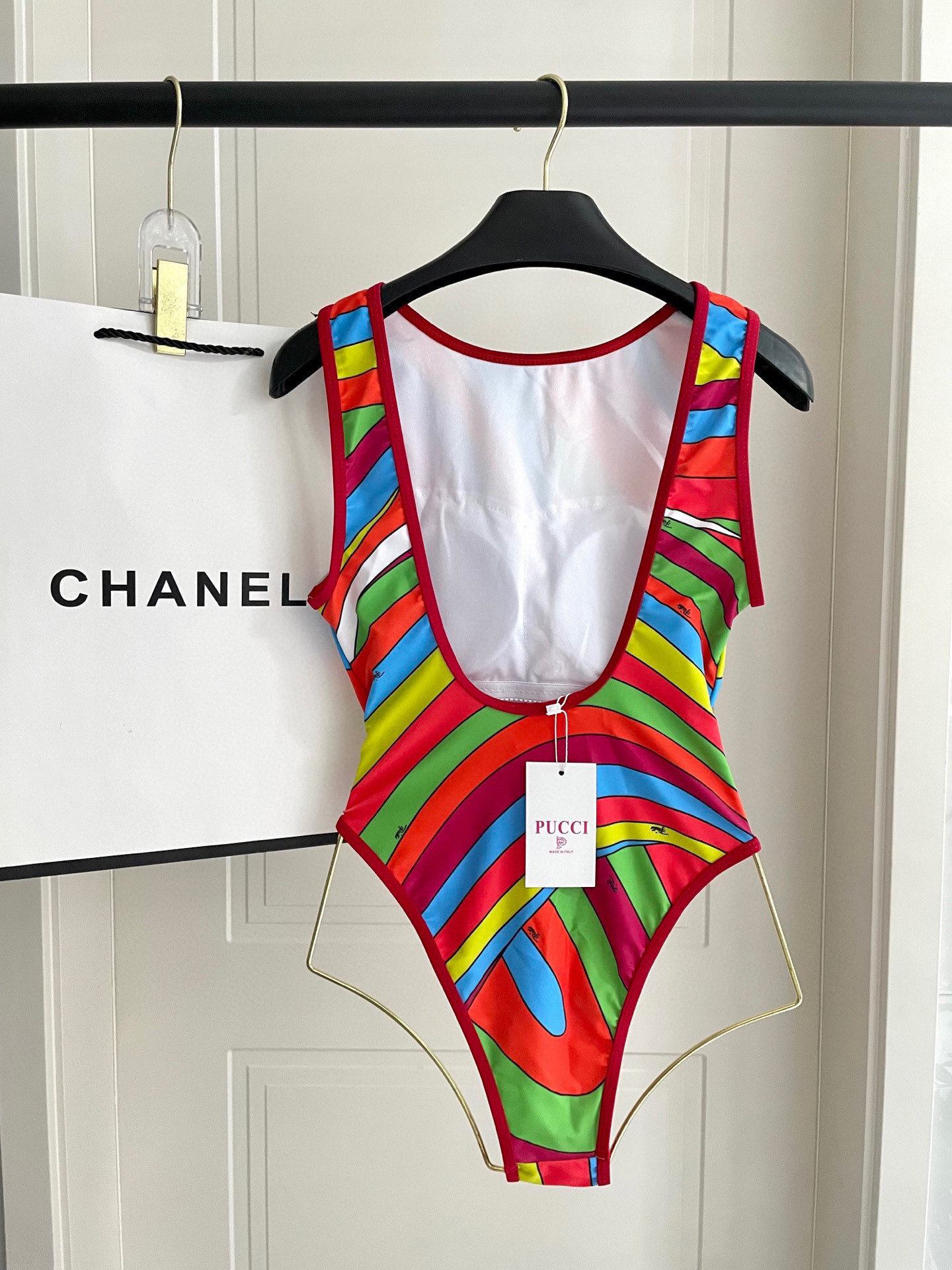 Emilio Pucci Vibrant Abstract Print Tie-Neck One-Piece Swimsuit