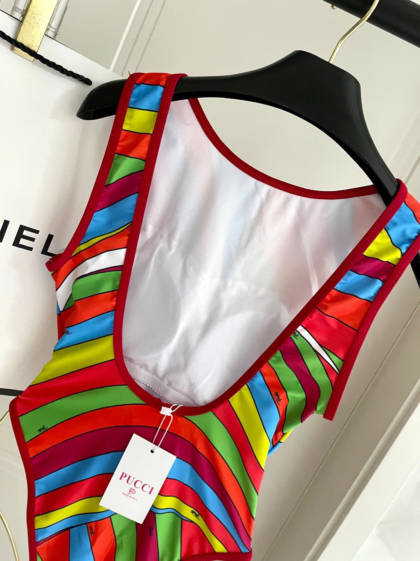 Emilio Pucci Vibrant Abstract Print Tie-Neck One-Piece Swimsuit