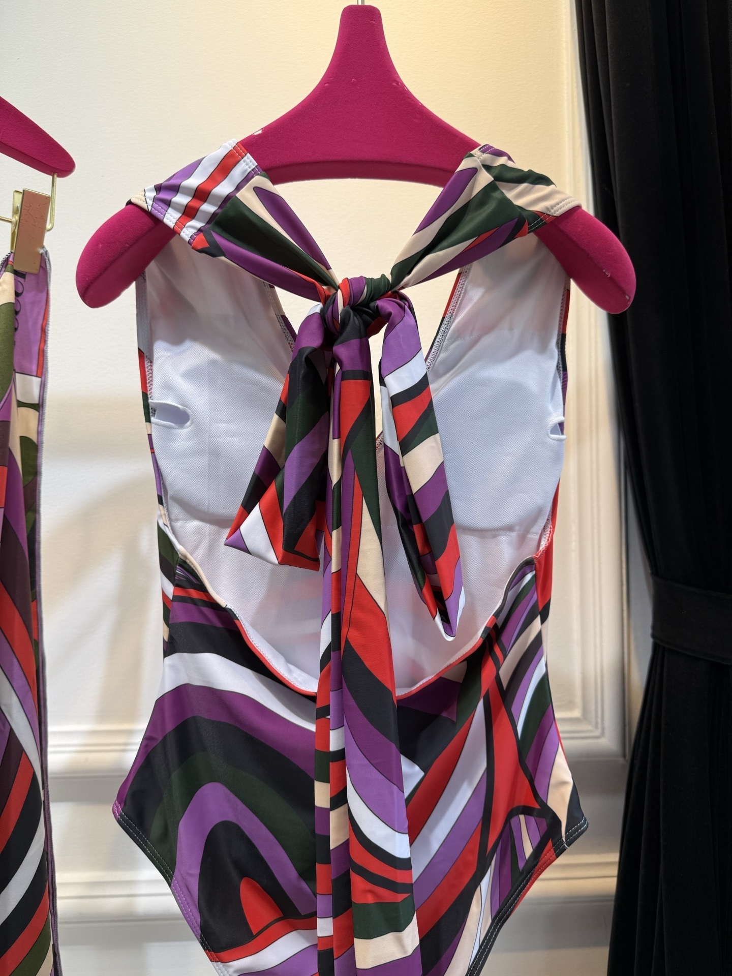 Vibrant Swirl Print Halter Neck One-Piece Swimsuit