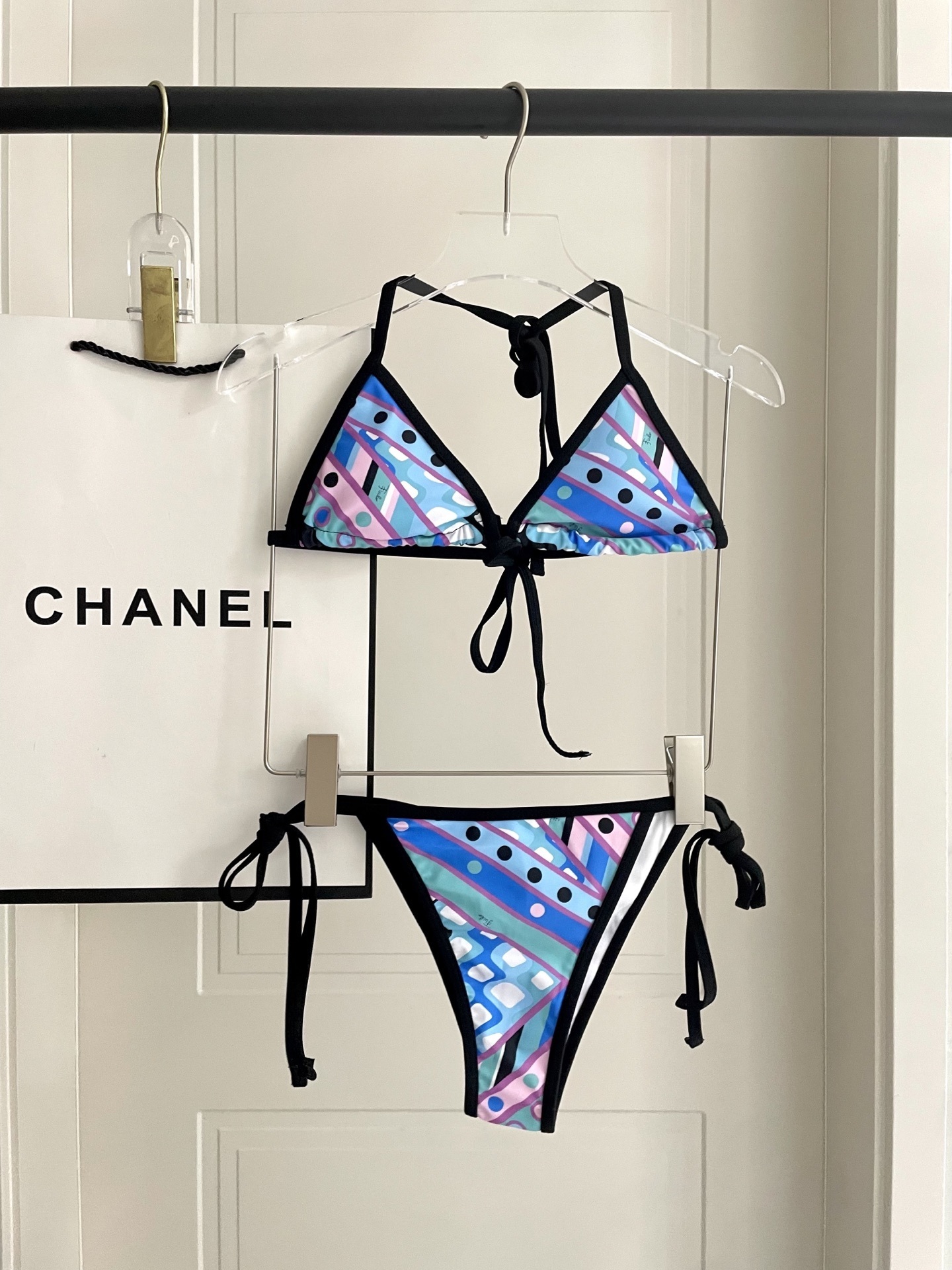 Retro Geometric Bikini & Sarong Cover-up Set | Vibrant Beachwear