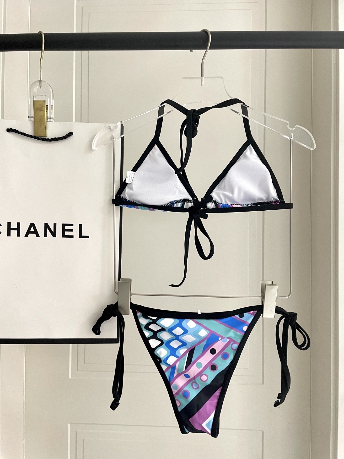 Retro Geometric Bikini & Sarong Cover-up Set | Vibrant Beachwear